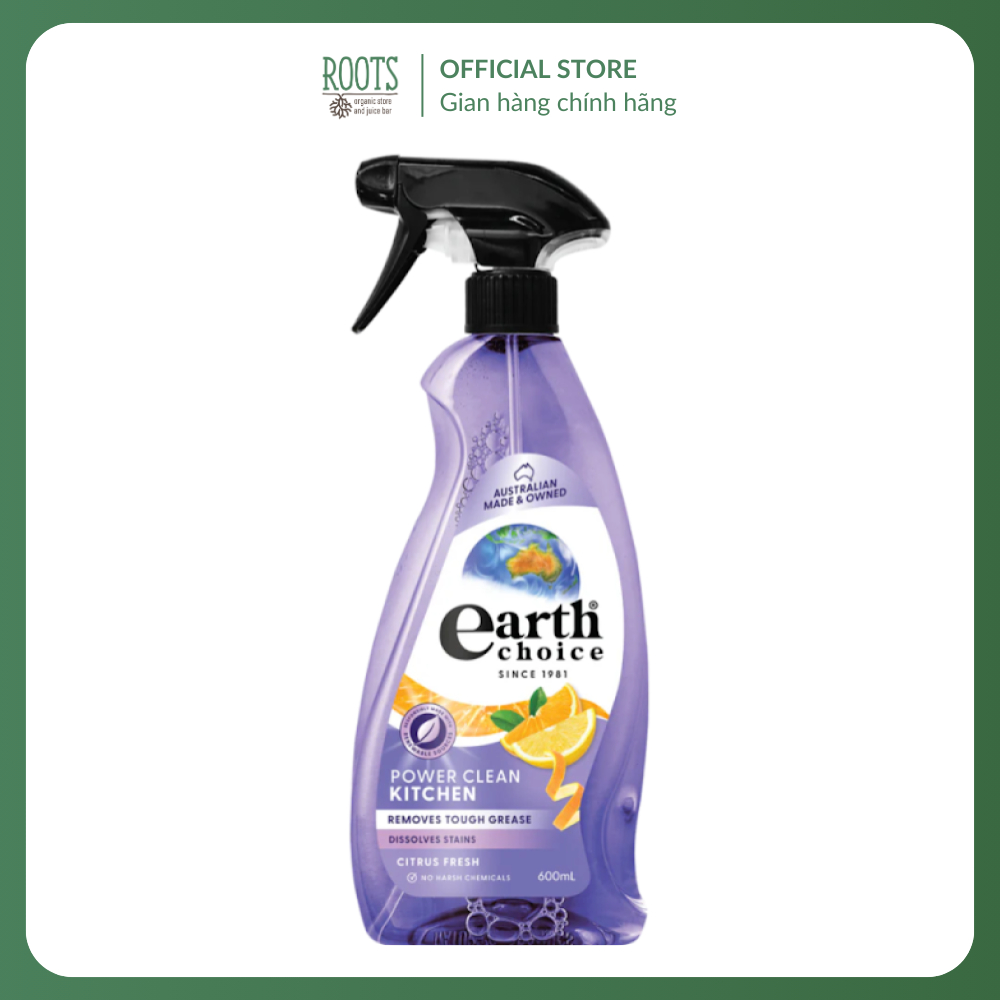 (Ship hỏa tốc) EARTH CHOICE - Nước Lau Bếp Hương Cam Chanh, Power Clean Kitchen, Citrus Fresh (600ml)