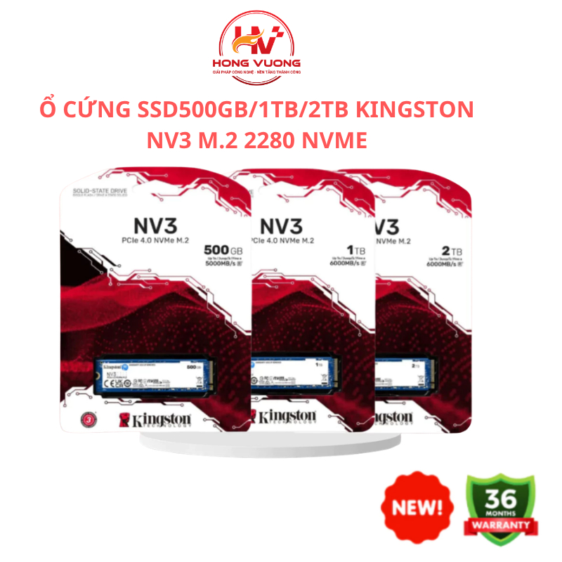 Ổ Cứng SSD 250GB/ 500GB/ 1TB/ 2TB Kingston NV2 / NV3 | PCIe Gen4, M.2 NVMe - Bảo hành 36 tháng