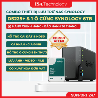 [Combo] NAS Synology DS225+ kèm 1 ổ cứng HAT3300 6TB – Giải pháp lưu trữ chuyên nghiệp cho gia đình