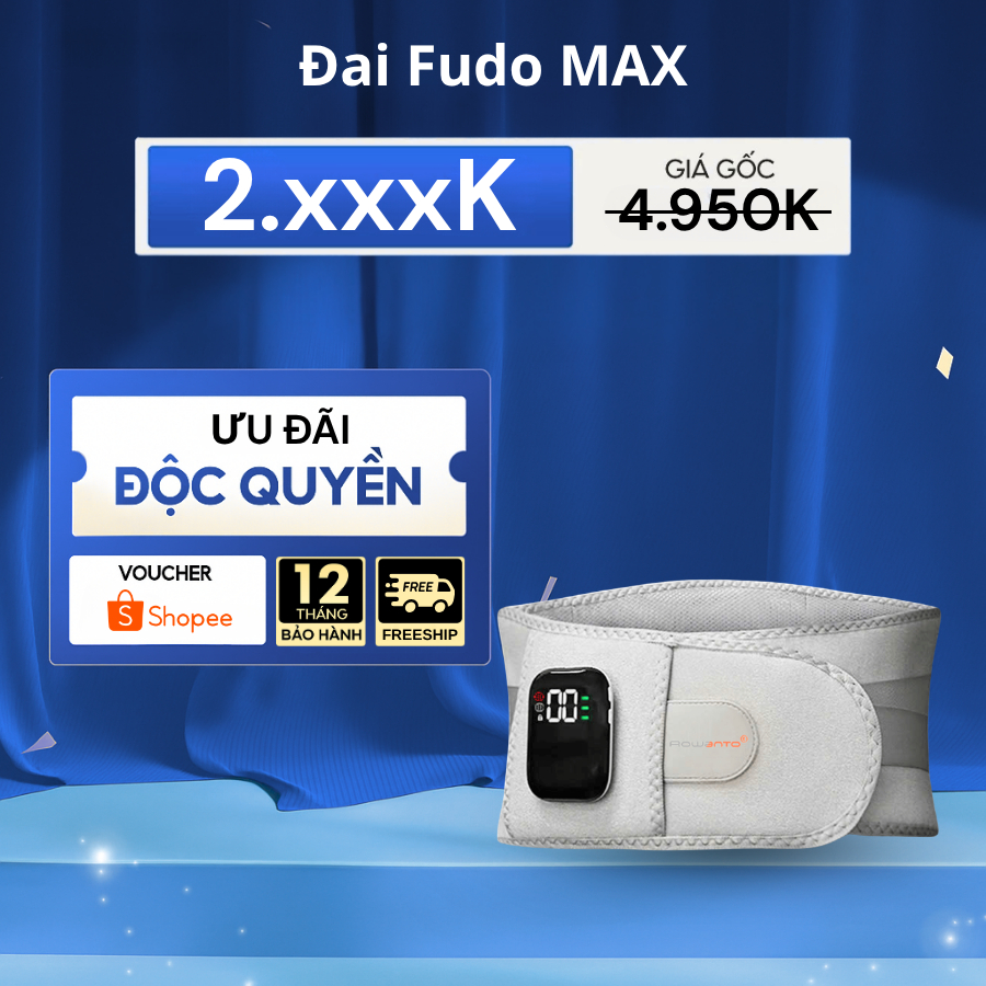 Đai cố định cột sống Rowanto Fudo Max chính hãng chống gù, chuẩn tư thế, giảm đau lưng, cột sống