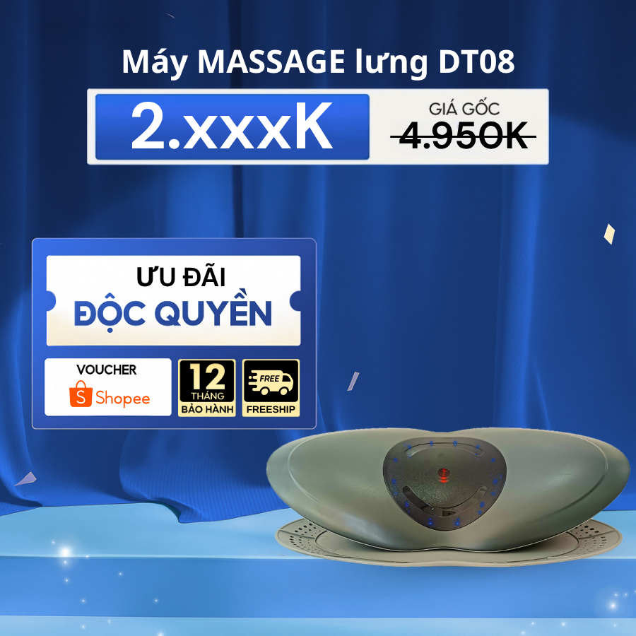 Máy massage lưng Rowanto DT08, hỗ trợ thoái hoá cột sống, thoát vị đĩa đệm, đây thần kinh toạ