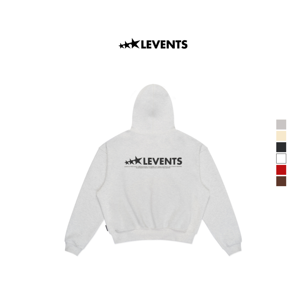 Áo Zipper Hoodie Boxy Levents XL Logo Cotton Premium