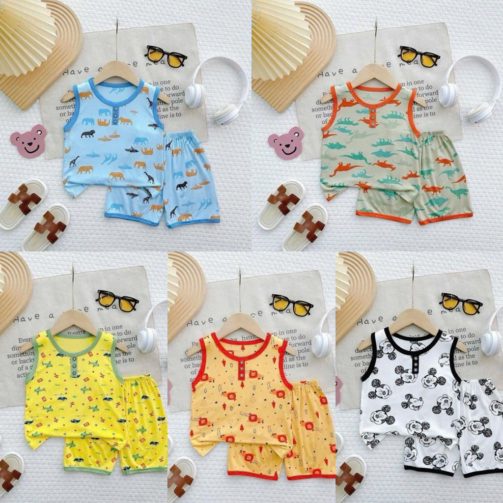 BL29 [8-28kg] Bộ Ba Lỗ Thun Lạnh Cho Bé Trai Bé Gái