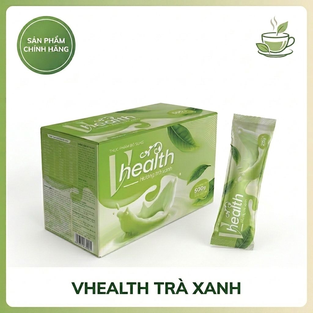[Chính Hãng] Ngũ Cốc Vhealth Hương Trà Xanh - Bổ Sung Đề Kháng, Làm Đẹp Da