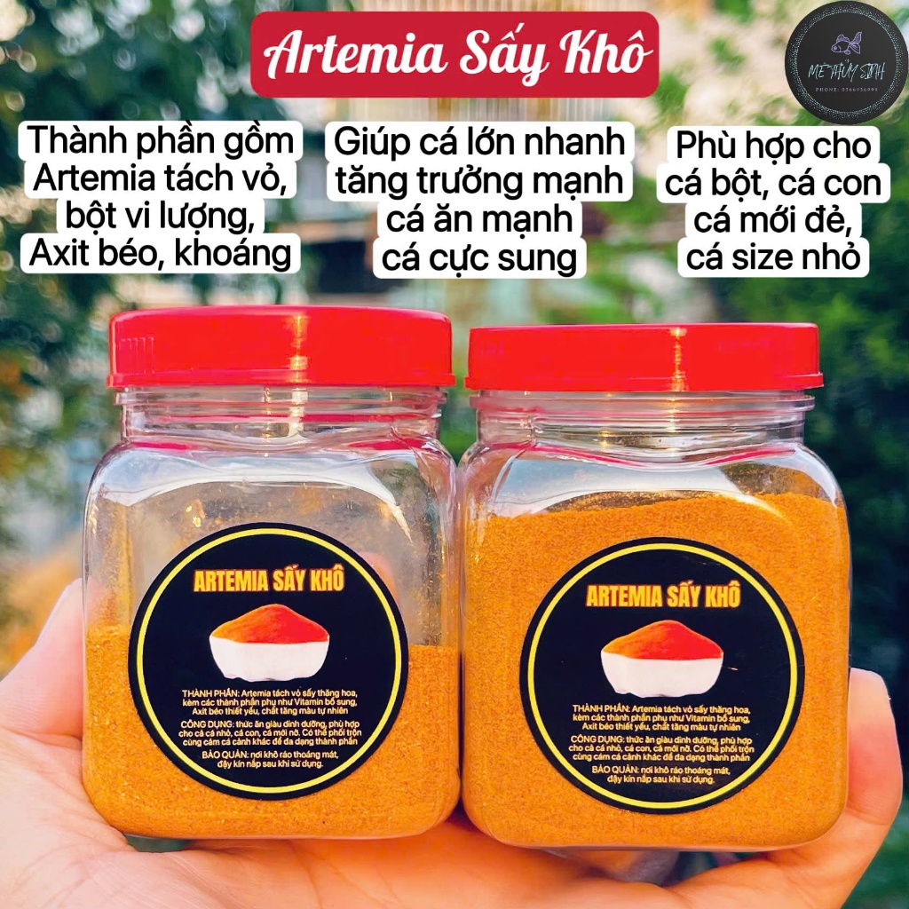 Artemia sấy khô, Không Cần Ấp, Artemia Bột - Thức Ăn Cá Cho Cá Con, Cá Bột, Cá Mới Đẻ