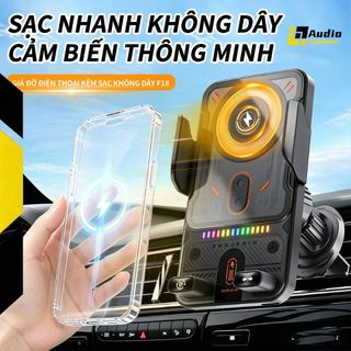 Giá đỡ kèm sạc không dây F18 cài cửa gió điều hòa ô tô, tự động xoay ngang dễ dàng quan sát COD