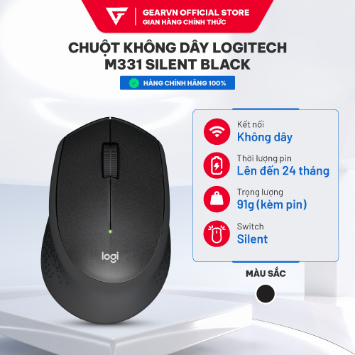 Chuột không dây Logitech M331 Silent Black BH chính hãng 12 tháng | BigBuy360 - bigbuy360.vn