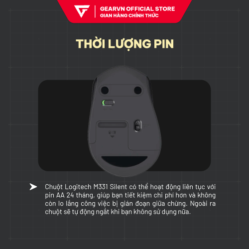 Chuột không dây Logitech M331 Silent Black BH chính hãng 12 tháng | BigBuy360 - bigbuy360.vn