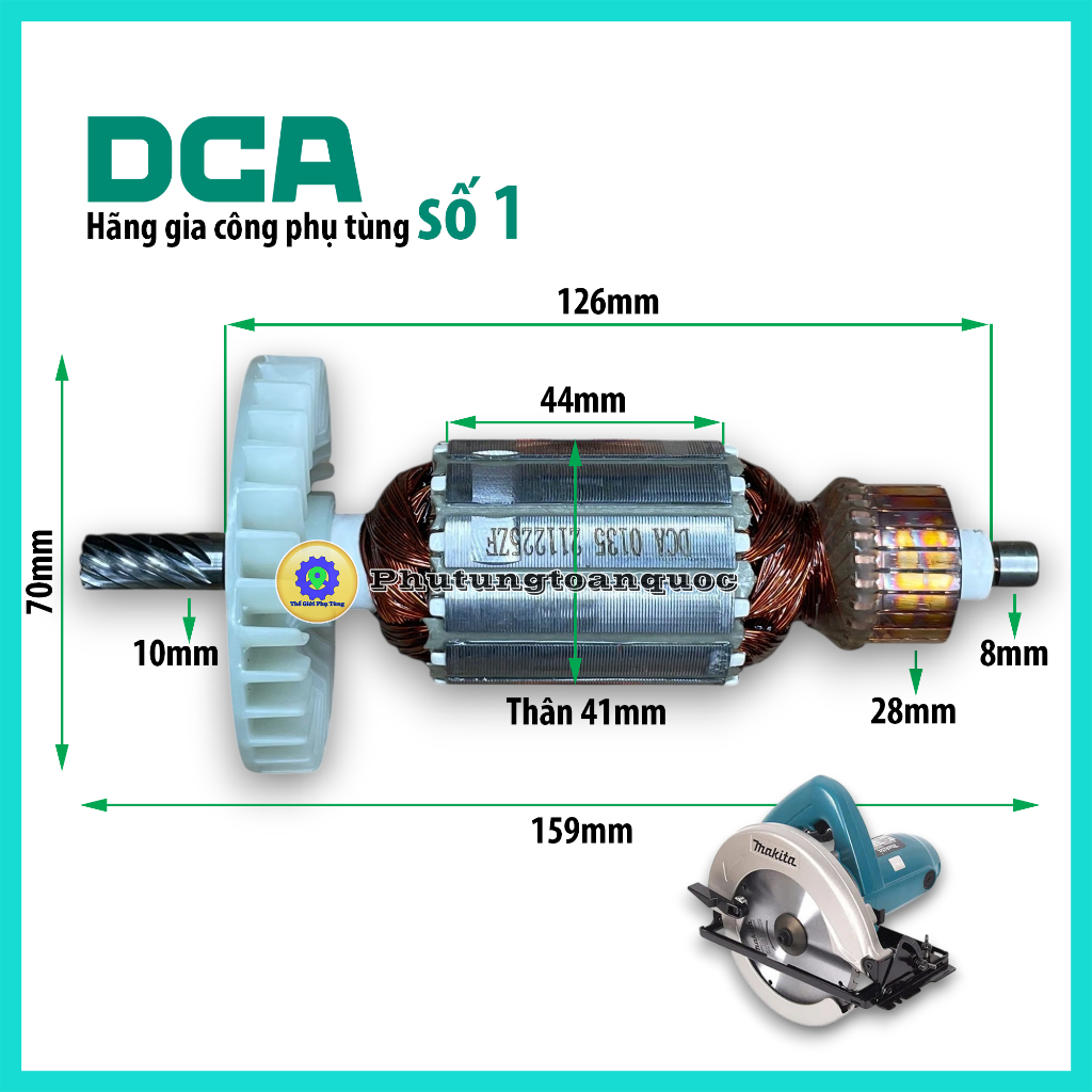 Rotor Máy Cưa Makita 5806B - 5704R Hoặc Máy DCA AMY02-185 | Ruột Máy Cưa Gỗ Makita 5806 Quấn 100% Dâ