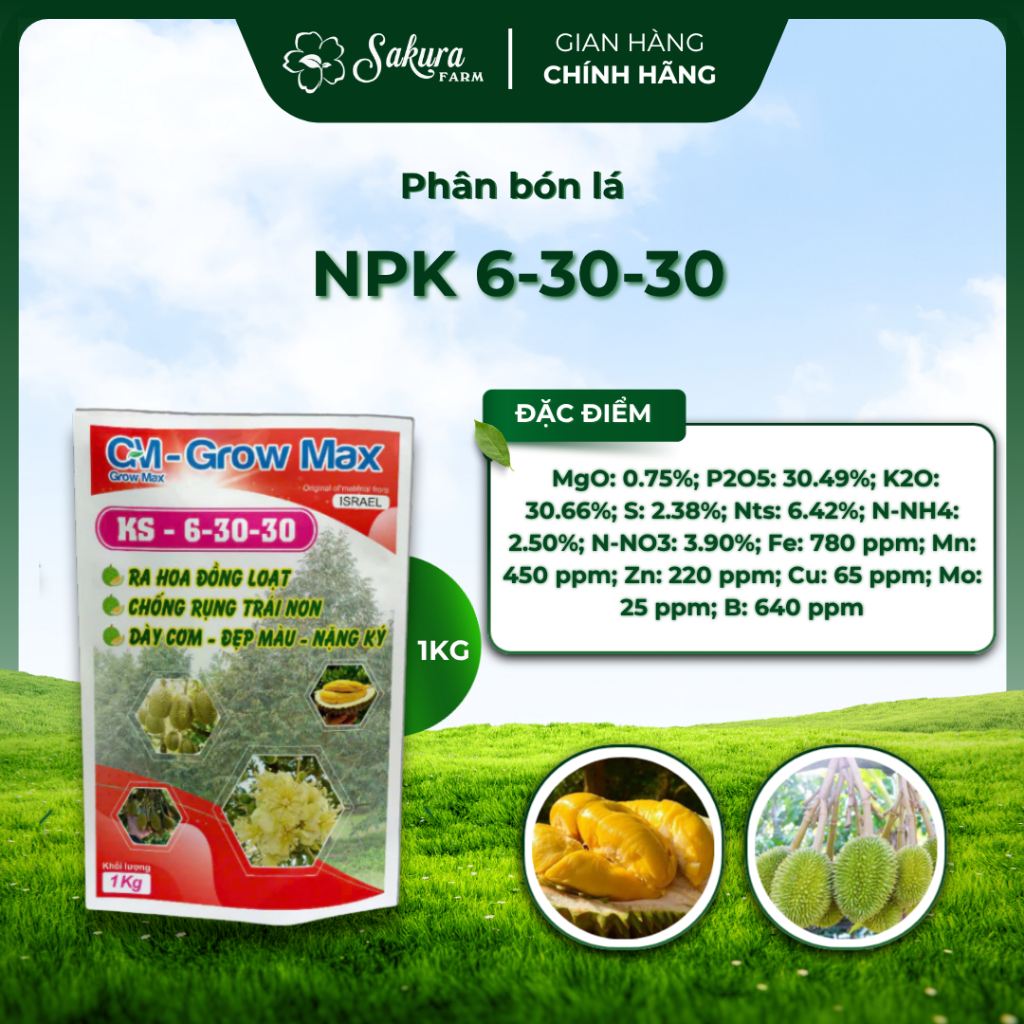 Phân bón lá NPK 6-30-30 (Túi 1 kg)