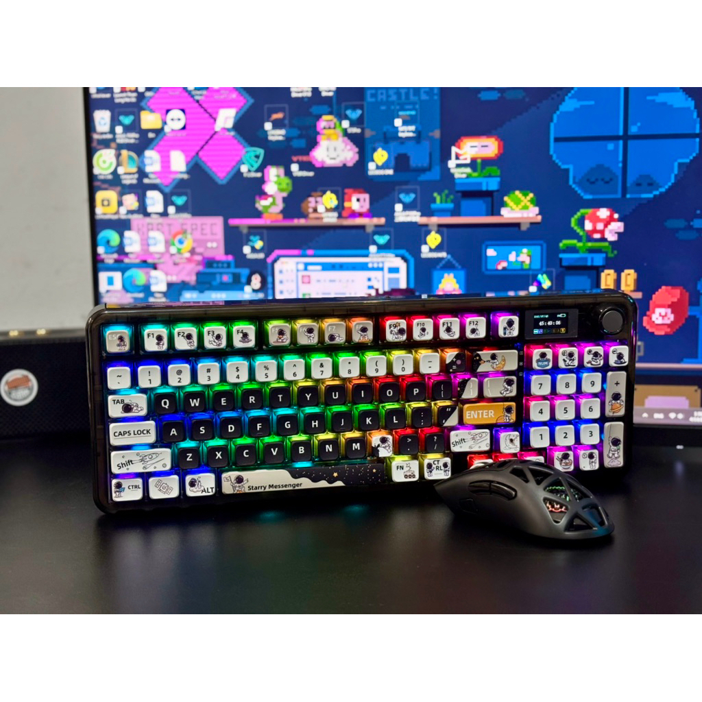 Bàn Phím Cơ  AULA F-NB98 Có Màn Hình Led Núm Xoay/3 Mode/ Led Rgb/ Keycap Trong  Bảo hành 24 tháng
