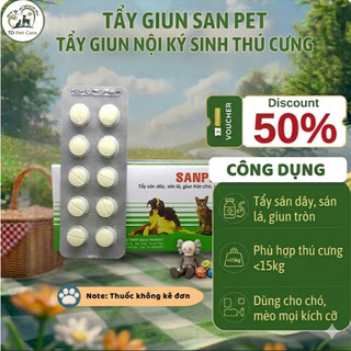 Hanvet Viên Tẩy Giun SANPET Cho Chó Mèo, Tẩy Sán Dây, Sán Lá, Giun Tròn