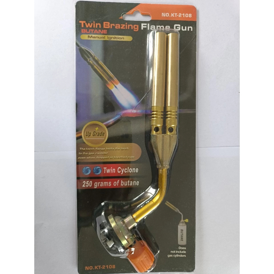 Khò Gas mini 2 đầu, Khò ga 2 nòng bằng thép không rỉ mạ đồng K820