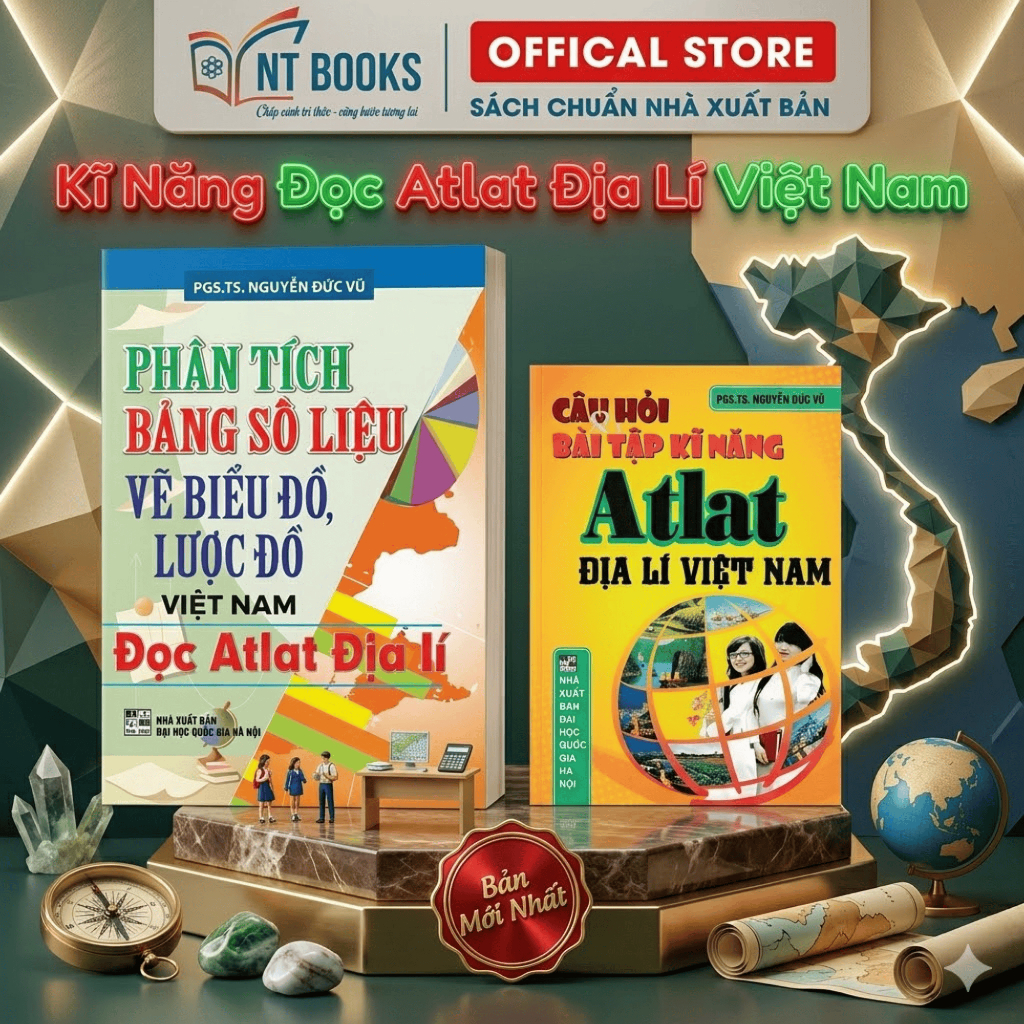 Sách - Combo Phân Tích Bảng Số Liệu Vẽ Biểu Đồ, Lược Đồ VN- Đọc Atlat Địa Lí + Câu Hỏi Và BT Kĩ Năng