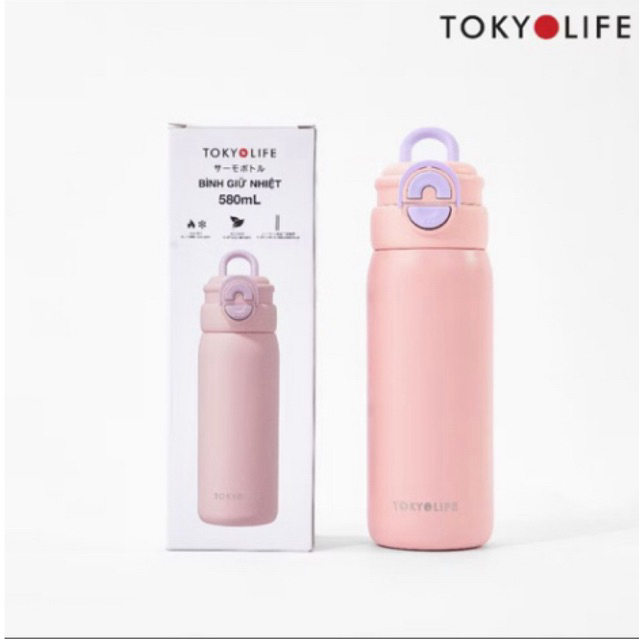 Bình Giữ Nhiệt TOKYOLIFE 580ml Inox 316 Cao Cấp – Giữ Nhiệt Lâu, Chống Gỉ, An Toàn, Dây Đeo Tiện Lợi