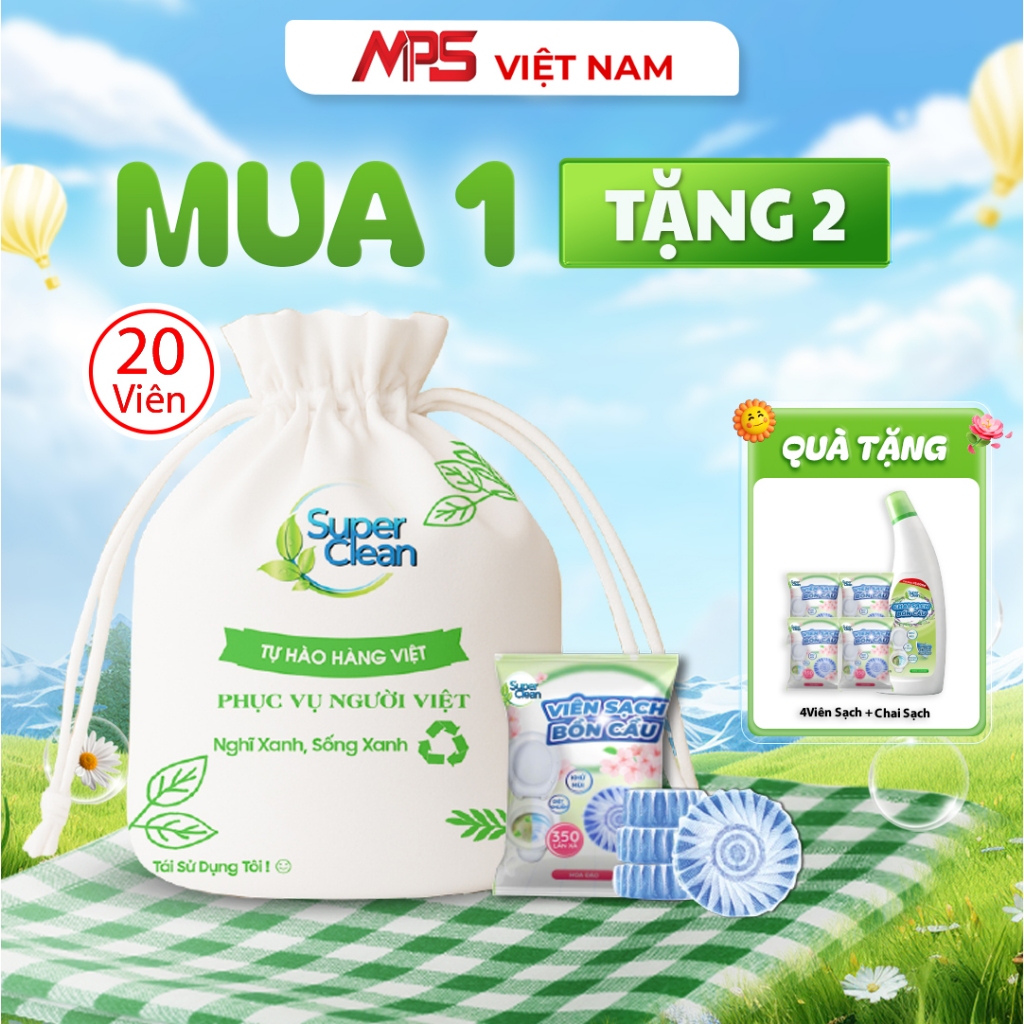 Combo 20 Viên Sạch - Tặng 4 Viên Sạch Bồn Cầu Super Clean và 1 Chai Sạch Bồn Cầu Super Clean - MPS