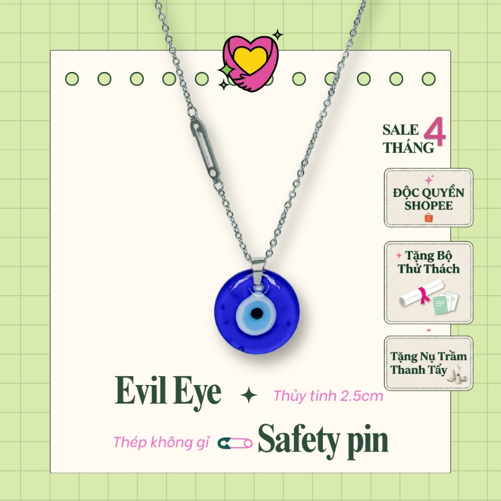 [DÂY CHUYỀN] Dây chuyền “Tự thương mình” charm Safety Pin x Evil Eye Bliss Accessories