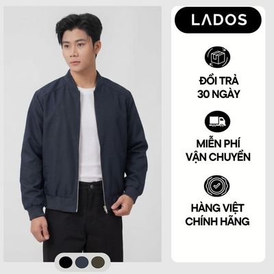 Áo khoác bomber kaki màu đen LADOS-12054 lót dù dày dặn, chống nắng chống gió, phong cách Hàn Quốc