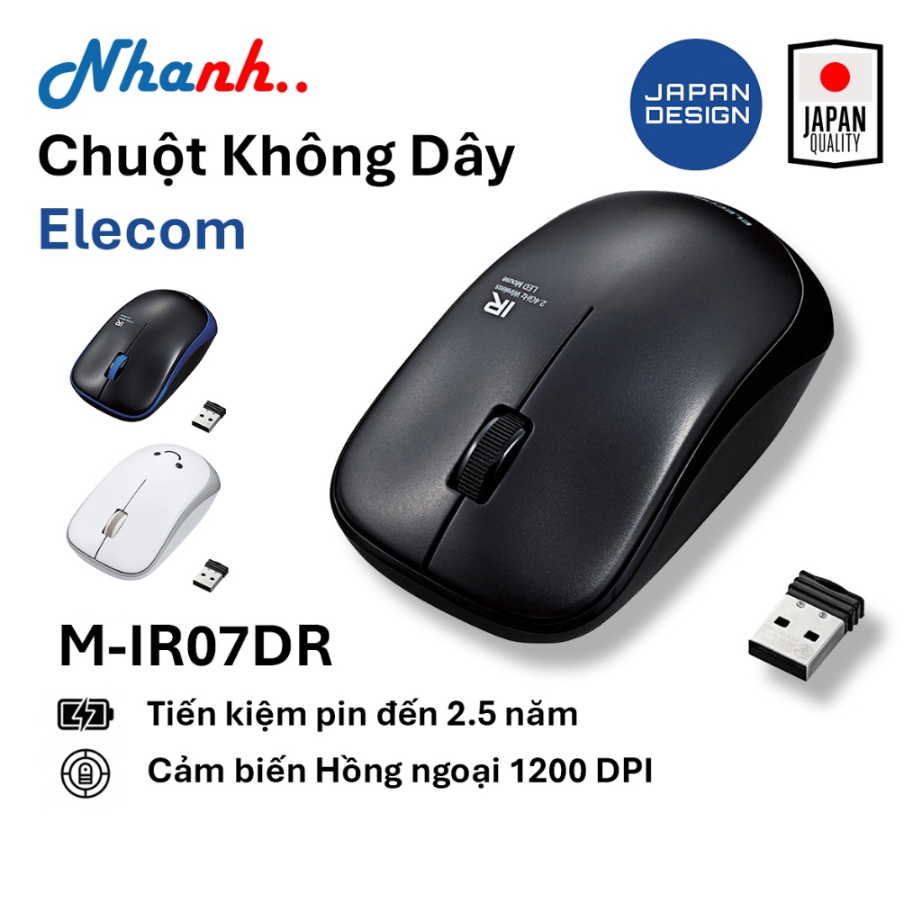 Chuột không dây Elecom M-IR07DR, size M