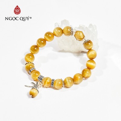 Vòng tay đá Thạch anh mắt hổ tự nhiên phối charm - Mẫu VC0202 - Ngọc Quý