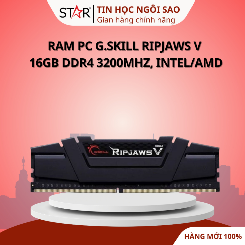 RAM PC G.SKILL Ripjaws V 16GB DDR4 | (1x16GB), 3200MHz, Intel/AMD - Bảo hành 36 tháng | BigBuy360 - bigbuy360.vn