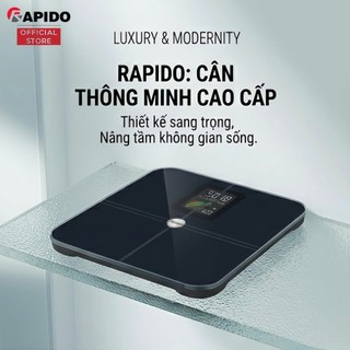 Cân điện tử sức khỏe thông minh Rapido RSB05–BS kết nối bluetooth, đo 21 chỉ số, bảo hành 12 tháng