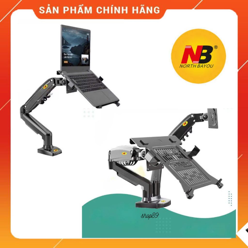 COMBO Giá Treo Màn Hình NB F160 17 - 27 Inch / NB F80 Kèm Kẹp Đỡ Laptop FP2 10 - 17 Inch - Hàng chín
