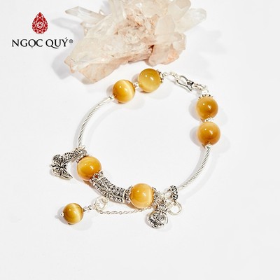 Vòng tay đá Thạch anh mắt hổ tự nhiên phối charm - Mẫu VC0203 - Ngọc Quý