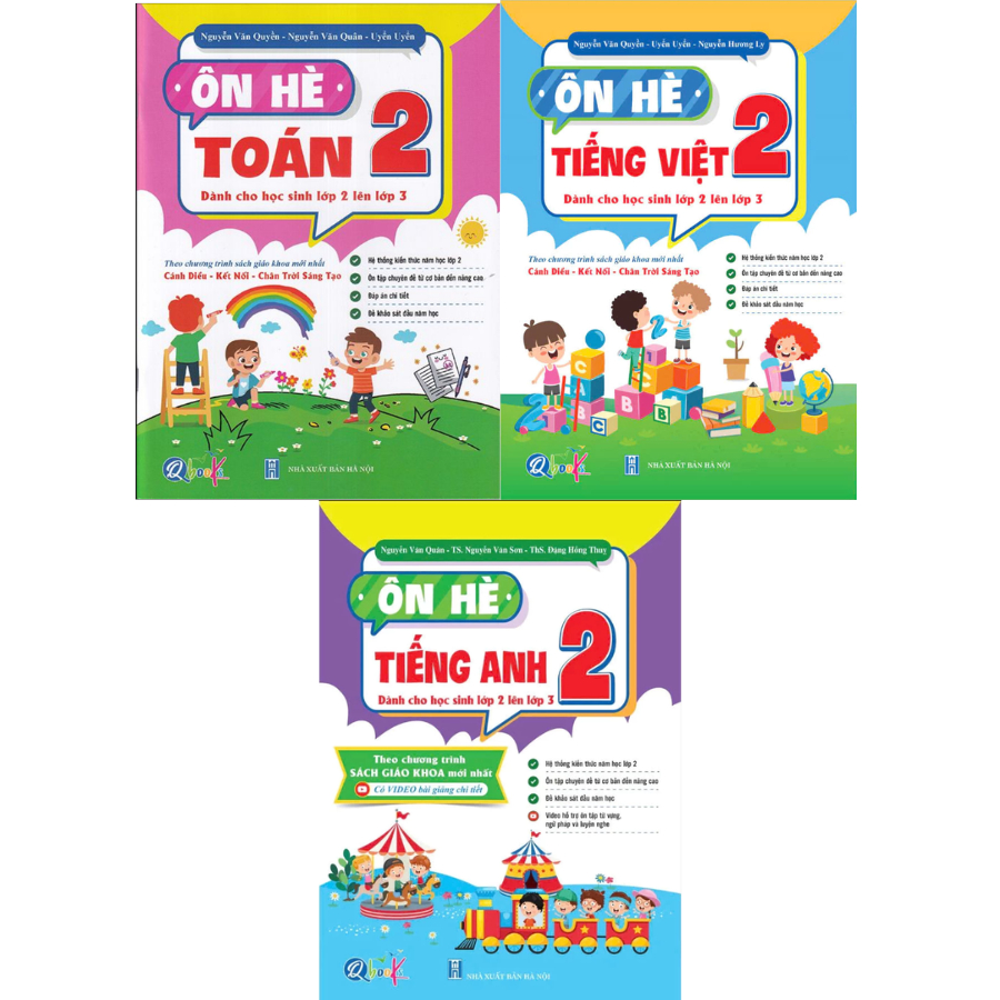 Sách - Ôn Hè Toán + Tiếng Việt + Tiếng Anh Lớp 2 ( Dành Cho Học Sinh Lớp 2 Lên Lớp 3 ) - Qbooks