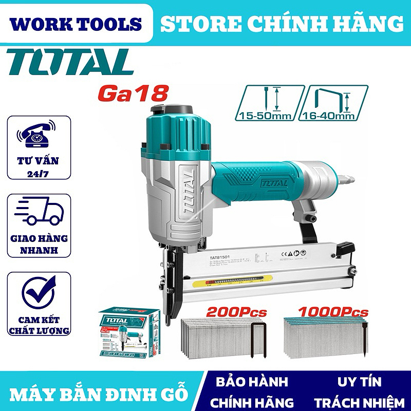 Súng bắn đinh dùng hơi Total TAT81501 - Thiết kế nhỏ gọn, vỏ máy hấp thụ rung động