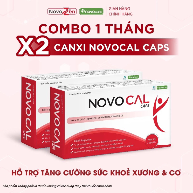 TPBVSK Canxi NOVOCAL caps bổ sung canxi - magie - D3K2 , hỗ trợ sức khoẻ xương nhà Novozen