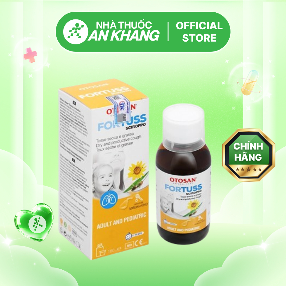 Siro ho ForTuss Otosan làm dịu cổ họng, giảm các triệu chứng ho chai 180g