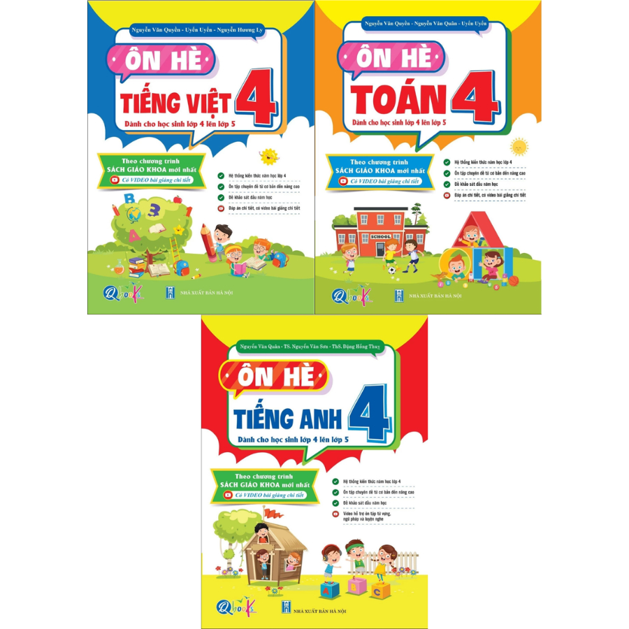 Sách - Ôn Hè Toán + Tiếng Việt + Tiếng Anh Lớp 4 ( Dành Cho Học Sinh Lớp 4 Lên Lớp 5 ) - Qbooks