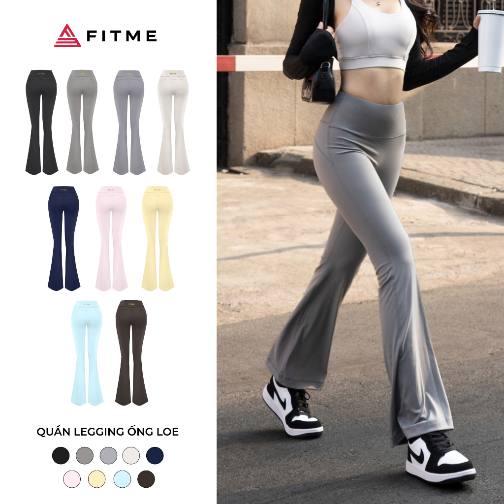 Quần tập gym yoga nữ ống loe Fitme Flow legging cạp cao nâng mông tôn dáng Flare - QDOL