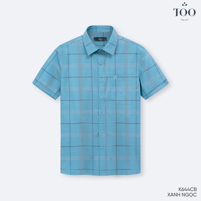 [NEW] TQQ Áo sơ mi  nam cộc tay K644CB kẻ caro, dáng công sở slimfit ôm nhẹ vạt bằng, có túi ngực