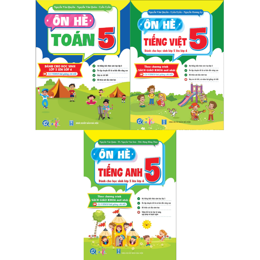 Sách - Ôn Hè Toán + Tiếng Việt + Tiếng Anh Lớp 5 ( Dành Cho Học Sinh Lớp 5 Lên Lớp 6 ) - Qbooks