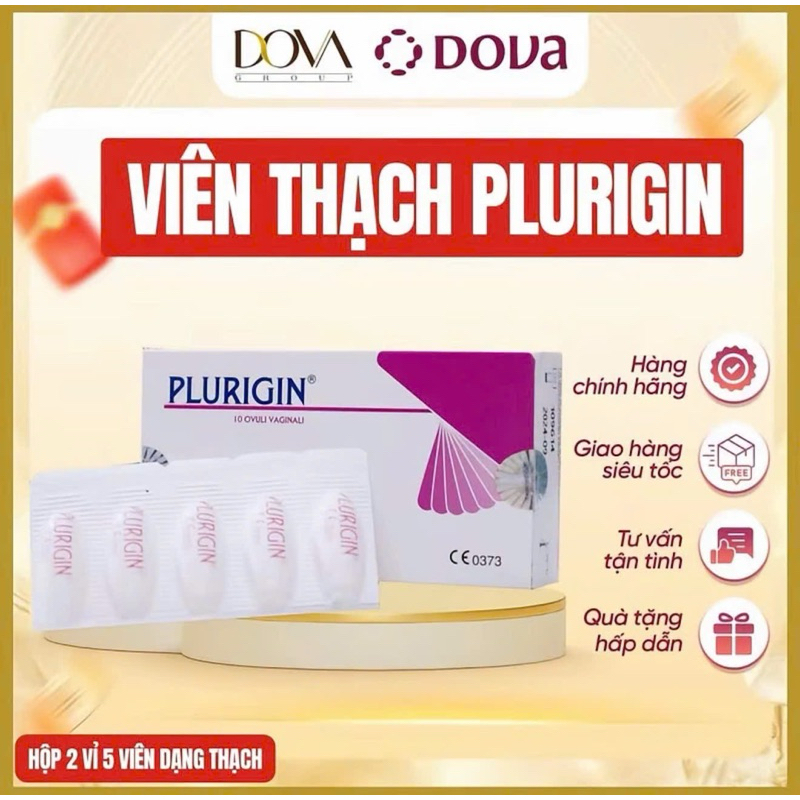 Hộp viên thạch Plurigil .Sản phẩm của Dova Group .Hộp có 2 vỉ mỗi vỉ 5 viên thạch .Sử dụng cho phụ n
