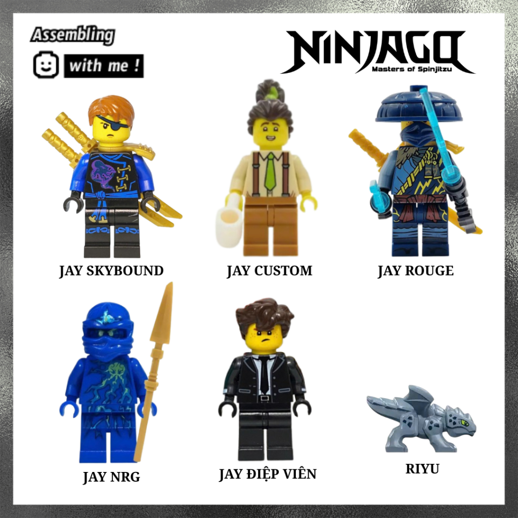 Đồ chơi lắp ráp Minifigure Ninjago nhân vật Jay Custom - Jay Skybound - Jay NRG - Jay Rouge - Jay Đi