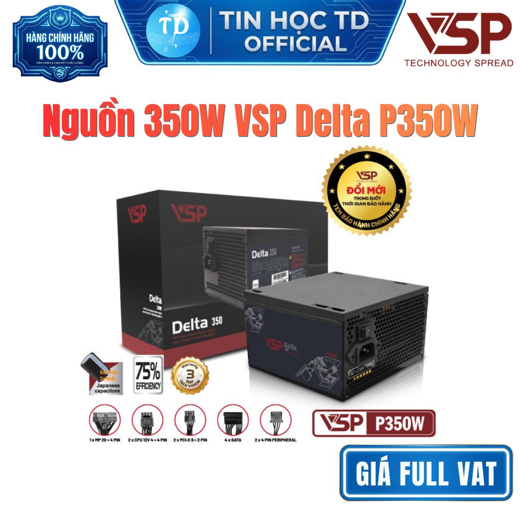 Nguồn 350W VSP Delta P350W - Hàng chính hãng VSP phân phối
