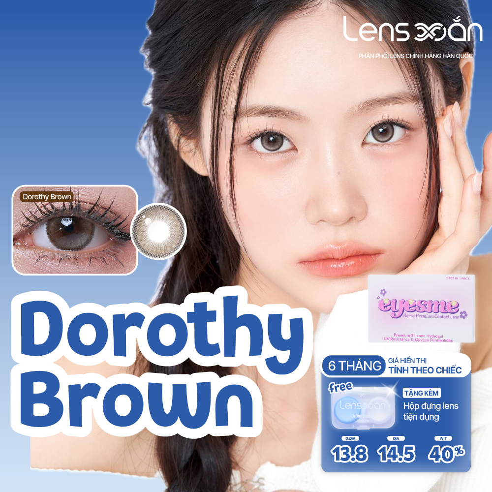 Kính áp tròng cận 6 tháng LENS XOẮN lens nâu tự nhiên giãn tròng 14.5 có viền tròn mắt long lanh EYESM DOROTHY | BigBuy360 - bigbuy360.vn