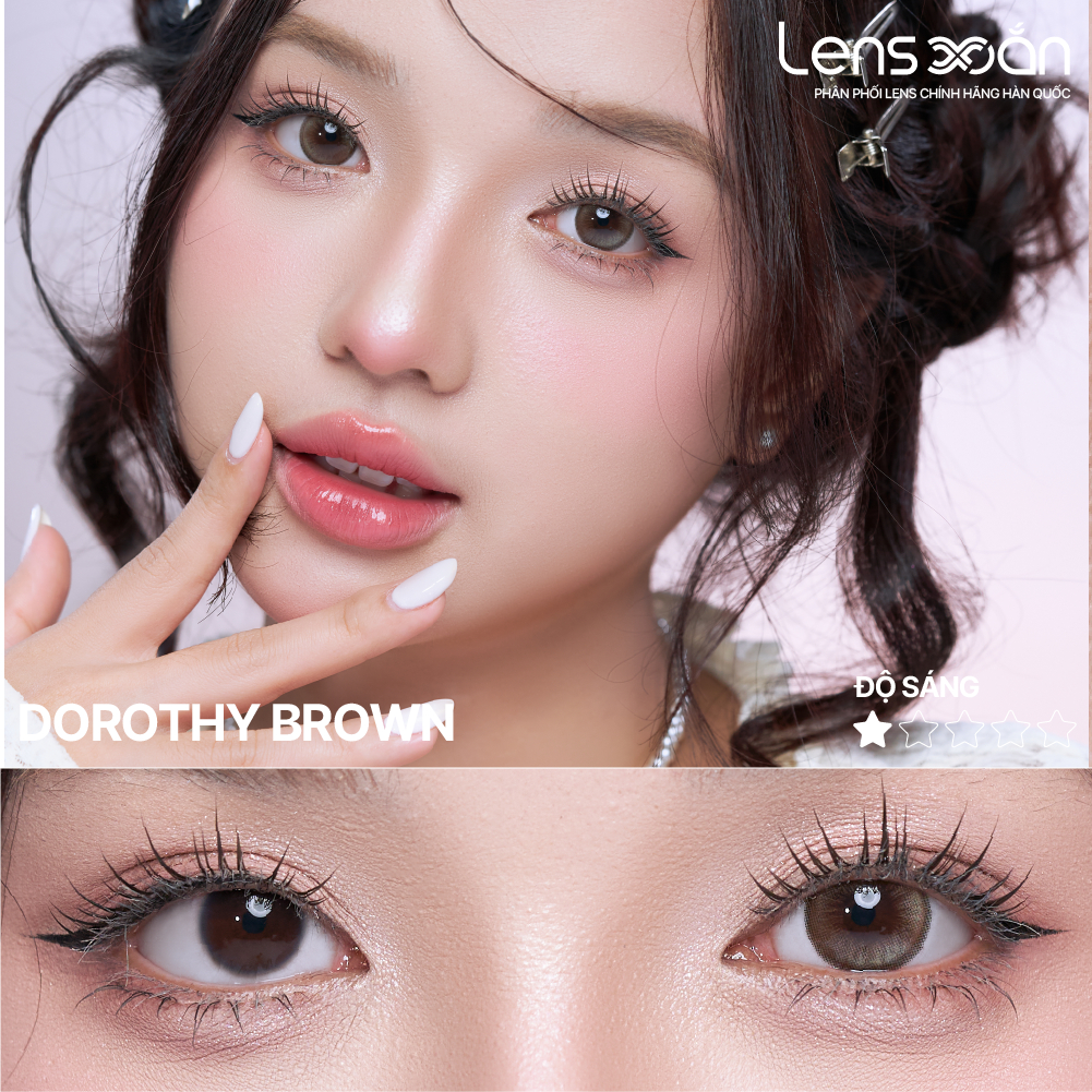 Kính áp tròng cận 6 tháng LENS XOẮN lens nâu tự nhiên giãn tròng 14.5 có viền tròn mắt long lanh EYESM DOROTHY | BigBuy360 - bigbuy360.vn