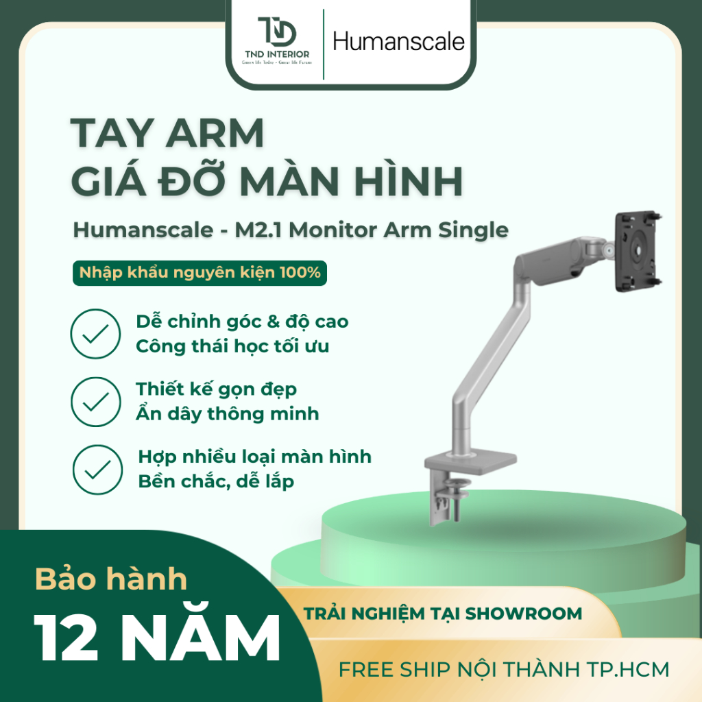 Tay đỡ màn hình Humanscale M2.1 Monitor Arm     Humanscale M2.1 Monitor Arm là giải pháp tối ưu giúp
