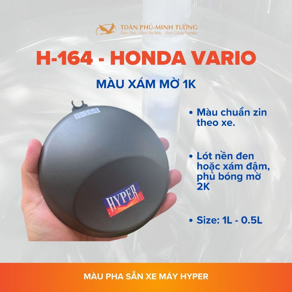 Sơn xe máy HYPER màu xám mờ Honda Vario 1K (Code H-164) - 1Lít