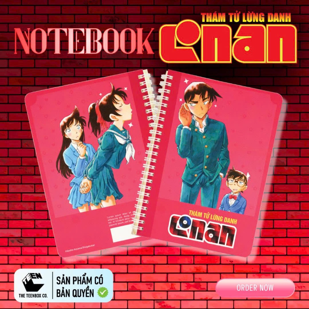 Sổ Tay Lò Xo Detective Conan A5 | Phiên Bản Kỷ Niệm 30 Năm – Hồng, Xanh (Shinichi, Ran, Conan)