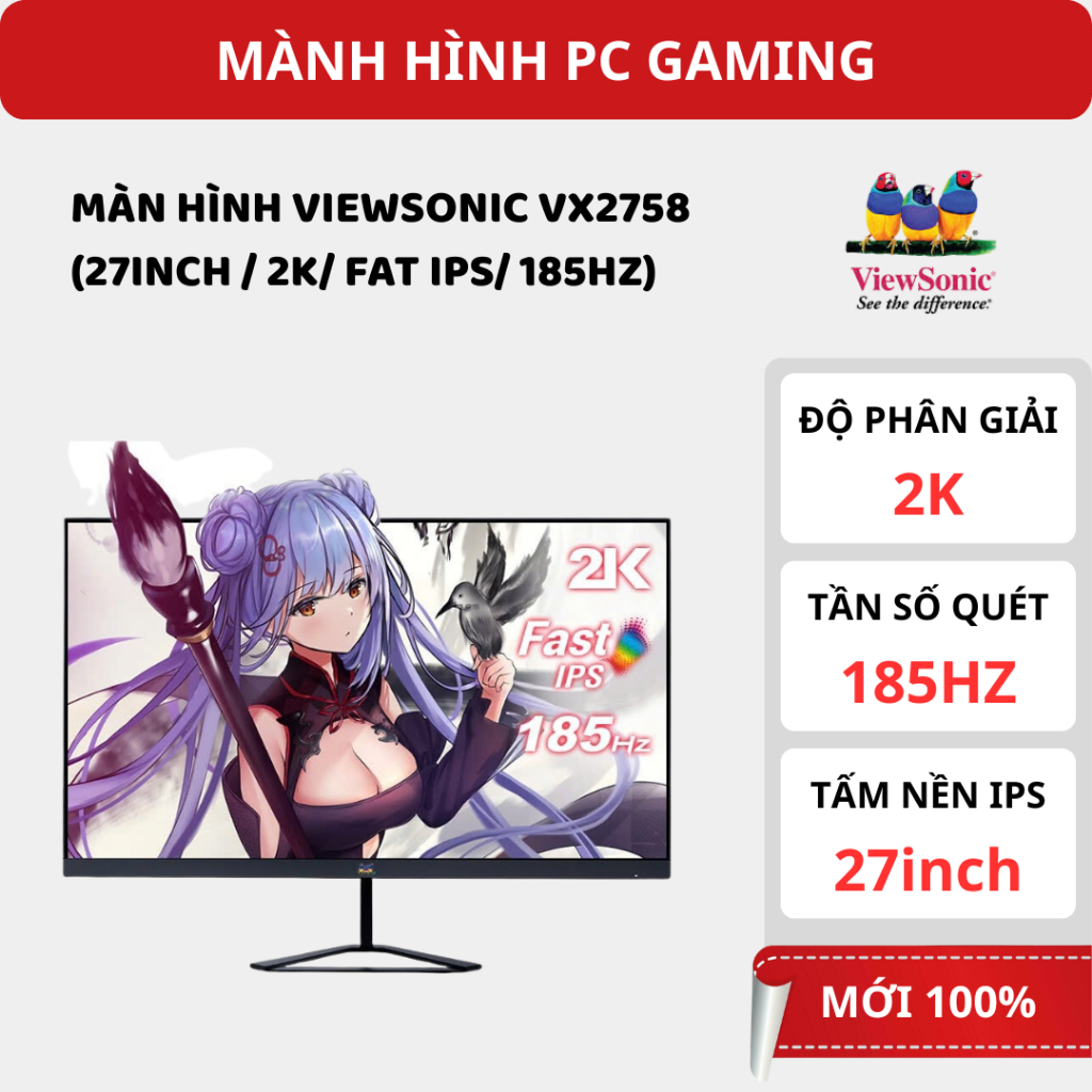 Màn Hình ViewSonic VX2758 - 27 inch - 2K - 185Hz - Fast IPS - Gaming Siêu Mượt