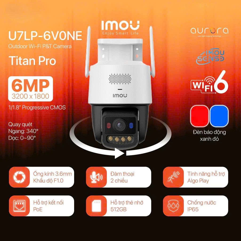 Camera Wifi IMOU NGOÀI TRỜI TITAN PRO IPC-U7LP-6V0NE 6MP 3K+ - HÀNG CHÍNH HÃNG