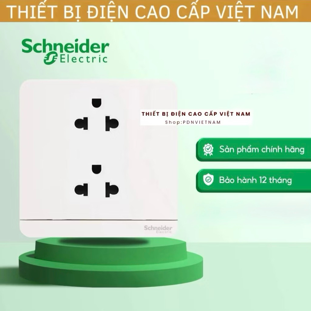 Bộ ổ cắm đôi 3 chấu E83426UES2_WE_G19 16A hình Vuông màu trắng dòng AvatarON Schneider