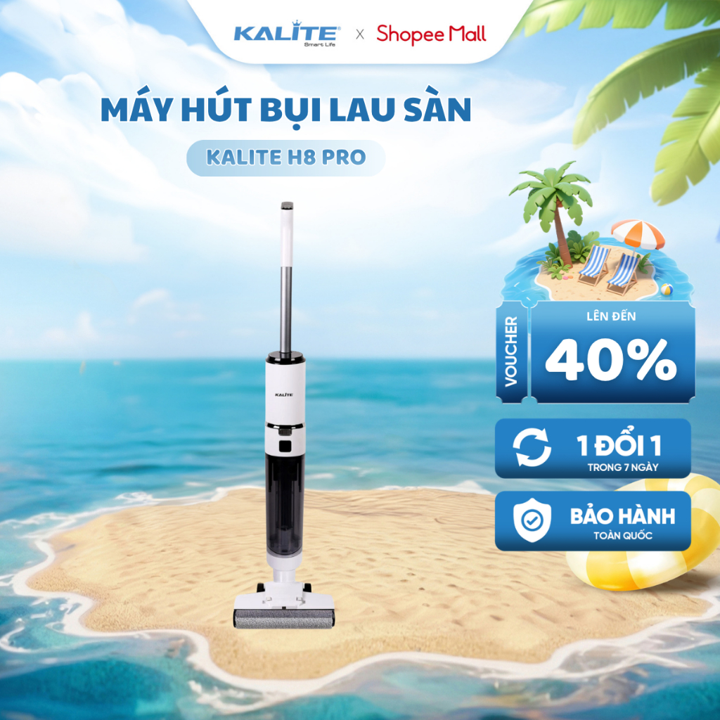 Máy hút bụi lau sàn Kalite H8 Pro | Lực hút mạnh 11.000PA Cảm biến làm sạch vượt trội | Pin dùng 30P