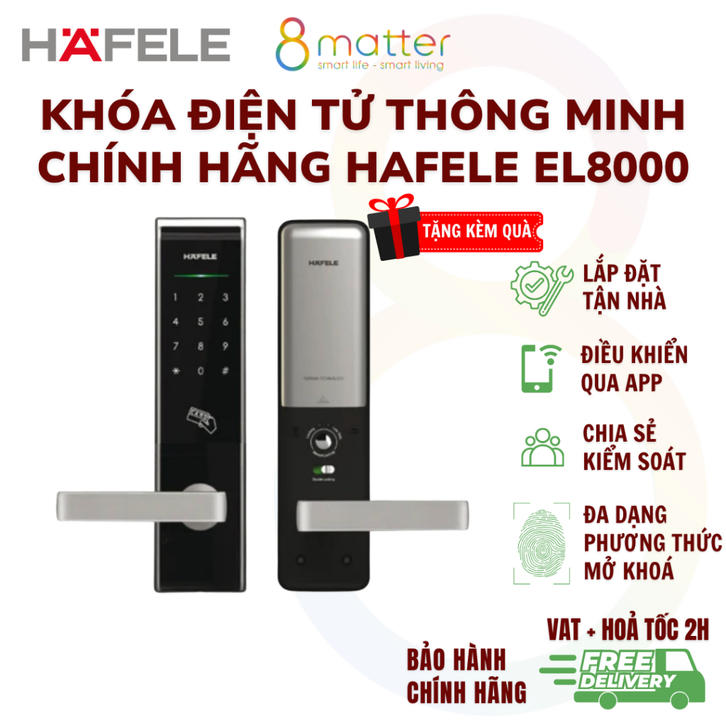 Khoá Điện Tử Thông Minh Chính Hãng Hafele EL8000 - Hỗ Trợ Lắp Đặt - Kèm Quà Tặng
