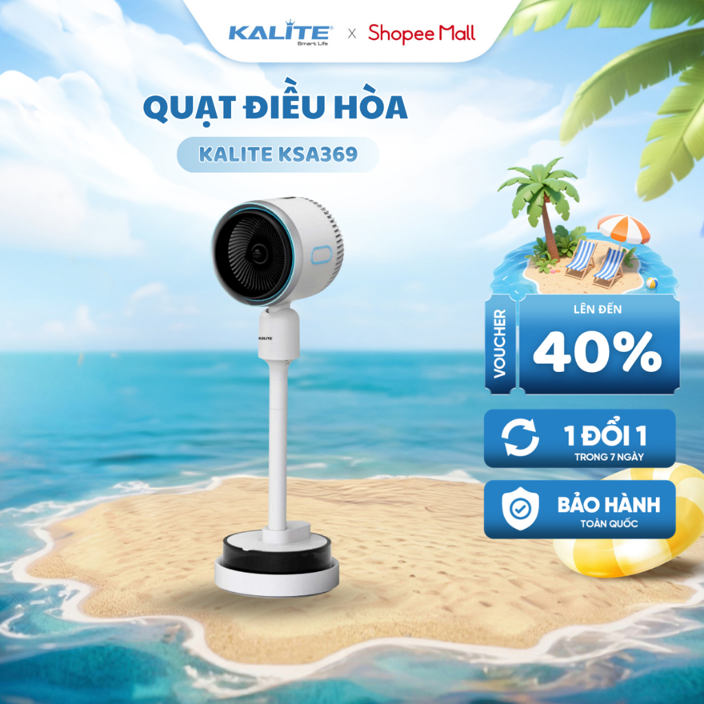 (Võ Hà Linh x Kalite)Quạt sưởi thông minh All in One Kalite KSA369 - Máy sưởi ấm, diệt khuẩn đa năng